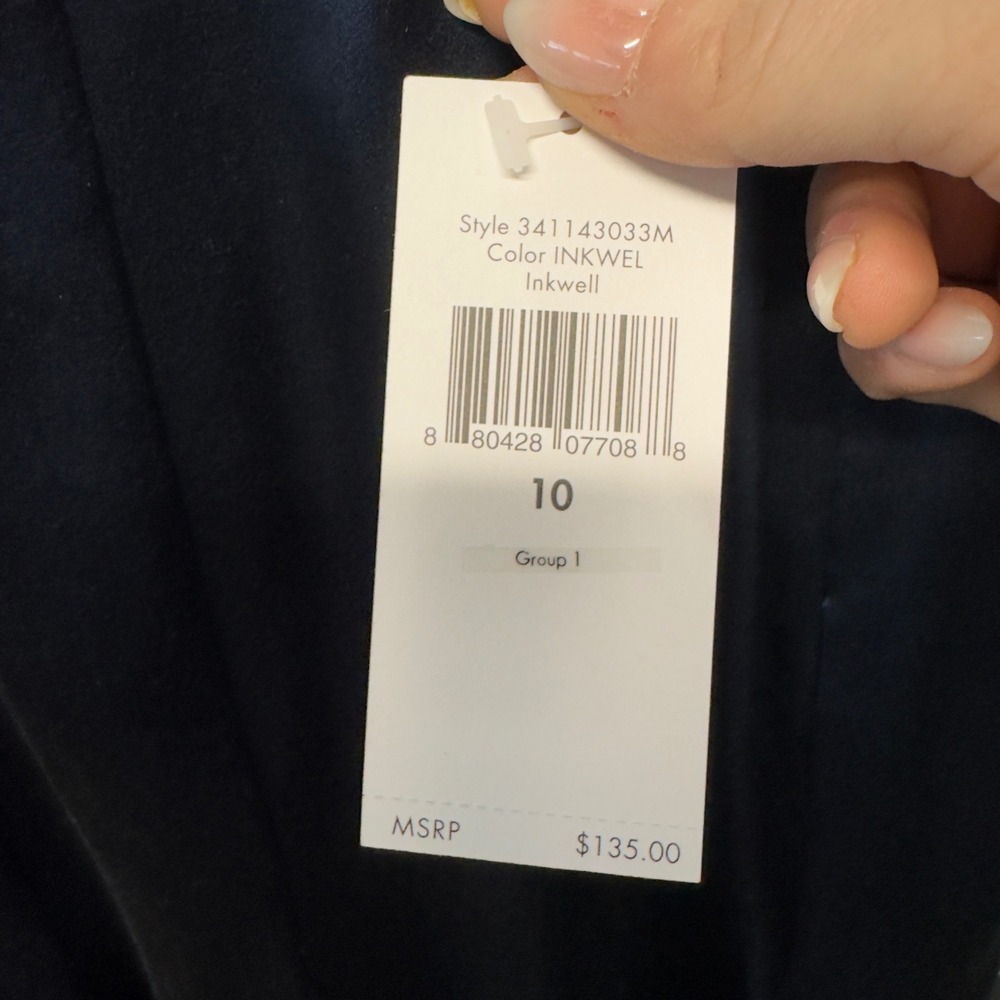 Calvin Klein Navy Inkwell 100% Silk Pleated Hem Midi Skirt Womens Size 10 NWT - Picture 4 of 9